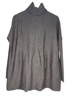 TAHARI Oversized Turtleneck Dolman Sweater Kangaroo Pockets Small Glam Boho Y2K
